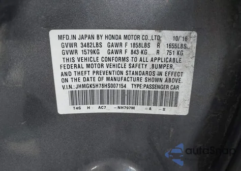 2017 Honda Fit Ex from USA, damaged, VIN JHMGK5H78HS007154